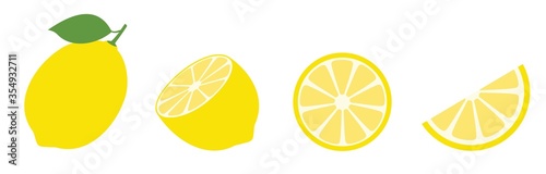 Fresh lemon fruits, Lemon icon vector illustration set