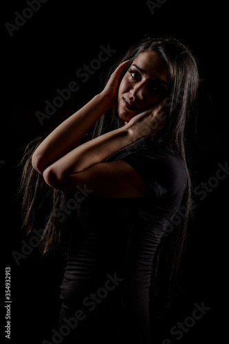 female model tall pretty native American dark hair