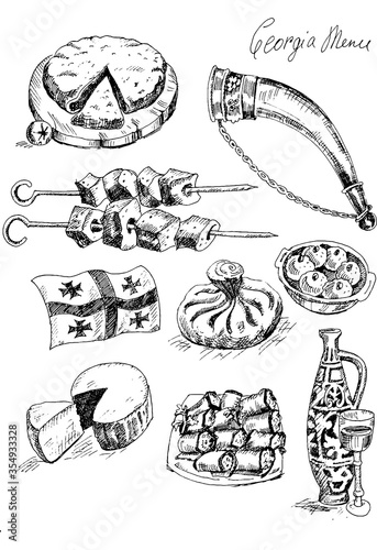 hand drawn Georgian food