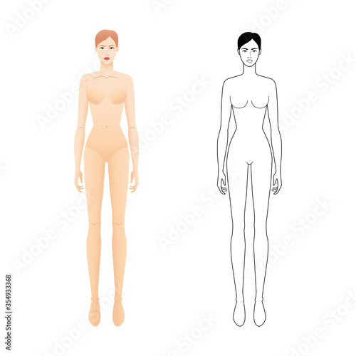Fashion template of standing women. 