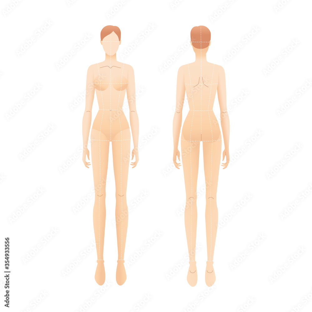 Fashion template of nude standing women. Fashion template of nude standing women.