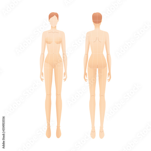 Fashion template of nude standing women.