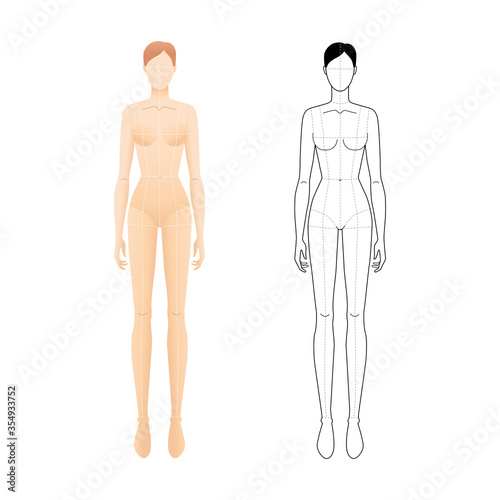 Fashion template of standing women. 