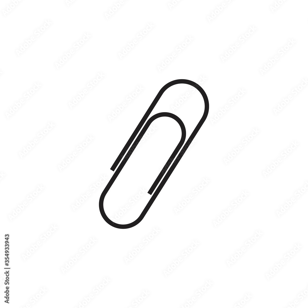 paperclip icon in flat style, Office paper clip isolated on white background. vector illustration