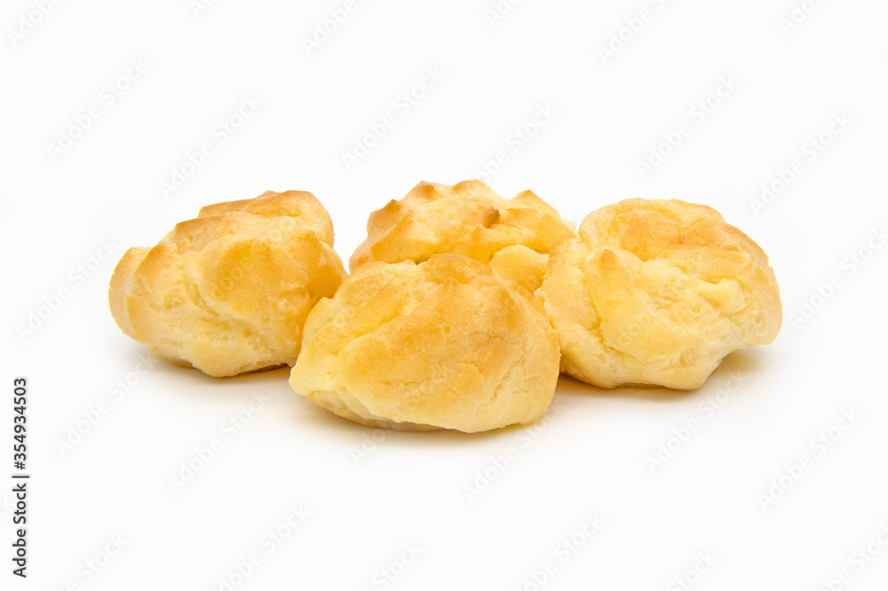 Eclairs on white background. eclairs with cream. Eclairs on white background. eclairs with cream.