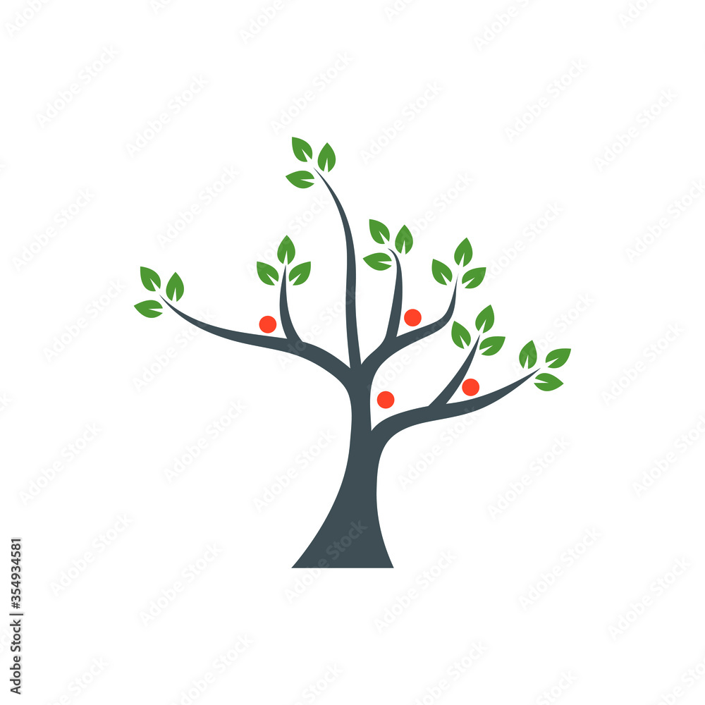 Family tree logo. Abstract family tree icon. Green tree logo. Stock illustration