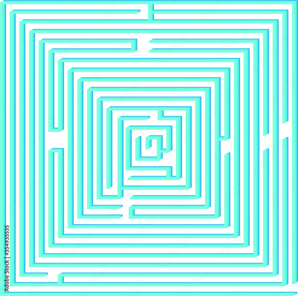 Blue Labyrinth isolated on white Background Blue Labyrinth isolated on white Background