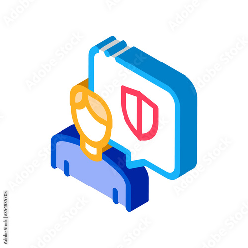 thought of protecting body icon vector. isometric thought of protecting body sign. color isolated symbol illustration