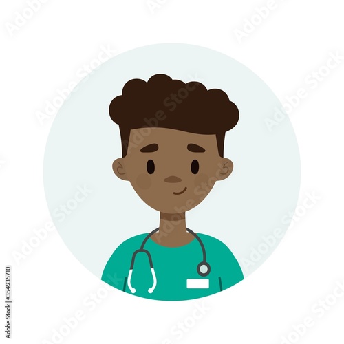 Male doctor character. Avatar of a young male doctor/nurse.  Happy doctor/nurse on a white background. 