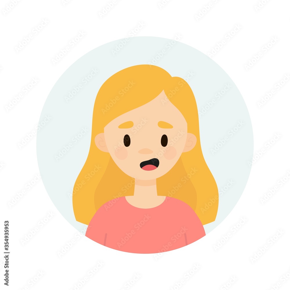 Happy girl on a white background. Avatar of a young woman talking. Happy girl on a white background. Avatar of a young woman talking.