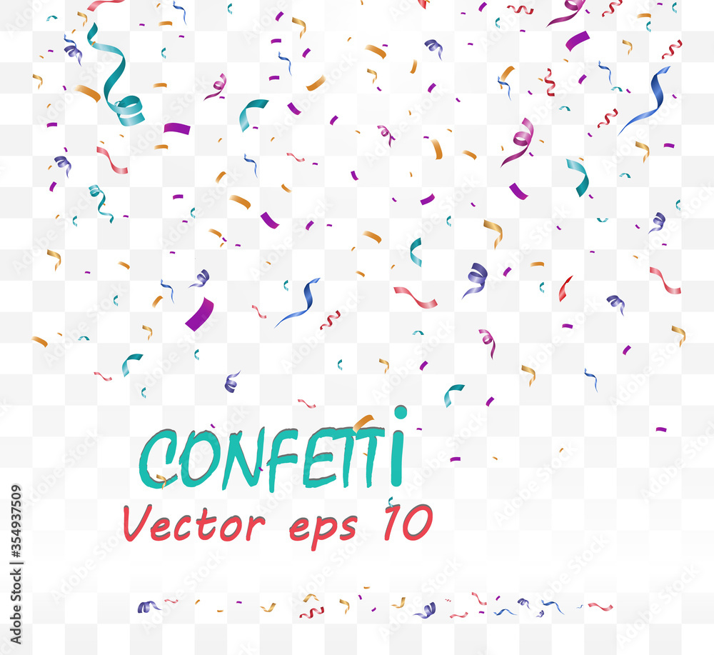 Lots of colorful tiny confetti and ribbons on transparent background. Festive event and party. Multicolor background.Colorful bright confetti isolated on transparent background Lots of colorful tiny confetti and ribbons on transparent background. Festive event and party. Multicolor background.Colorful bright confetti isolated on transparent background