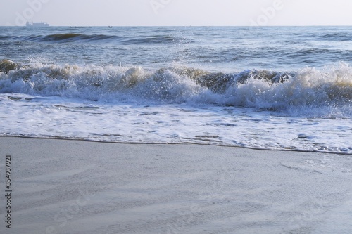 Beautiful beach and tropical sea, Wave of the sea on the sand beach