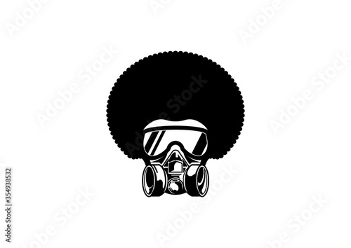 Afro Man with gas mask Logo Design Template Flat Style Design Vector Illustration