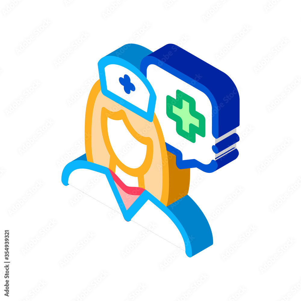 medical nurse icon vector. isometric medical nurse sign. color isolated symbol illustration medical nurse icon vector. isometric medical nurse sign. color isolated symbol illustration