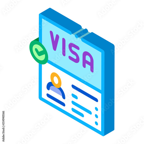 visa document confirmation icon vector. isometric visa document confirmation sign. color isolated symbol illustration