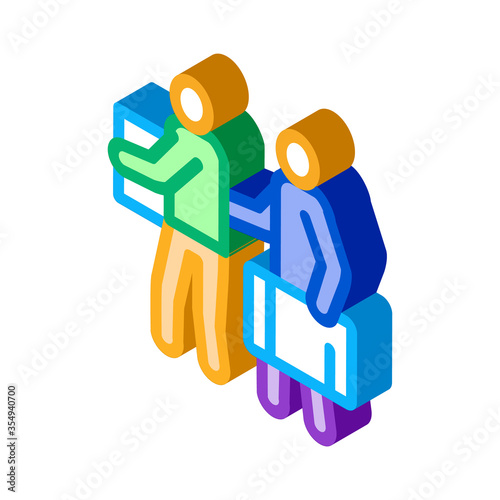 people with luggage icon vector. isometric people with luggage sign. color isolated symbol illustration