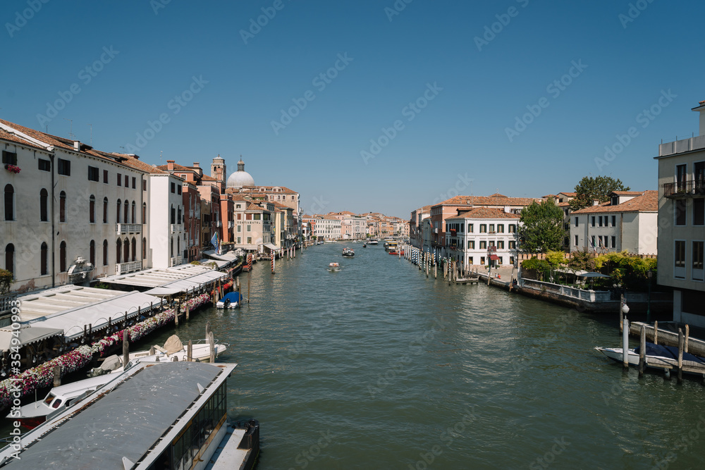 View of the Grand Canal in Venice, northern Italy.