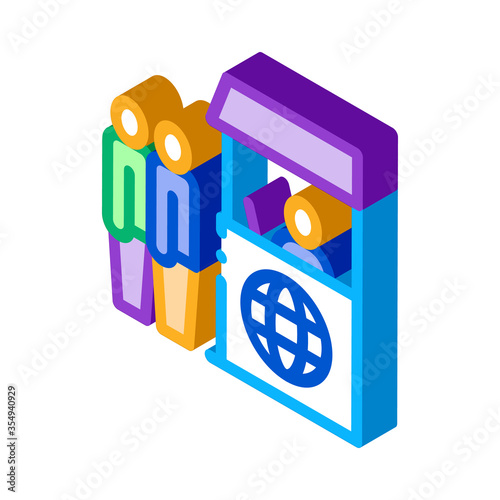 people on check control icon vector. isometric people on check control sign. color isolated symbol illustration