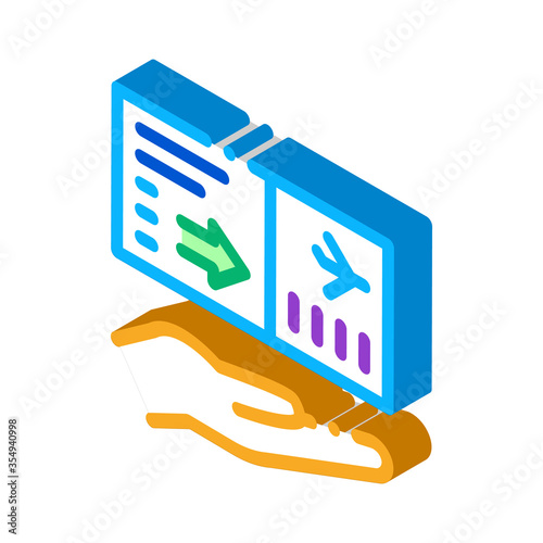 flight ticket icon vector. isometric flight ticket sign. color isolated symbol illustration