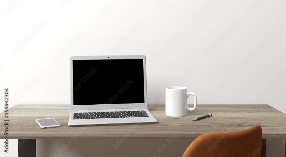 Working at home 3D rendering