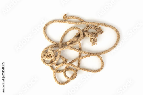old rope on the white background