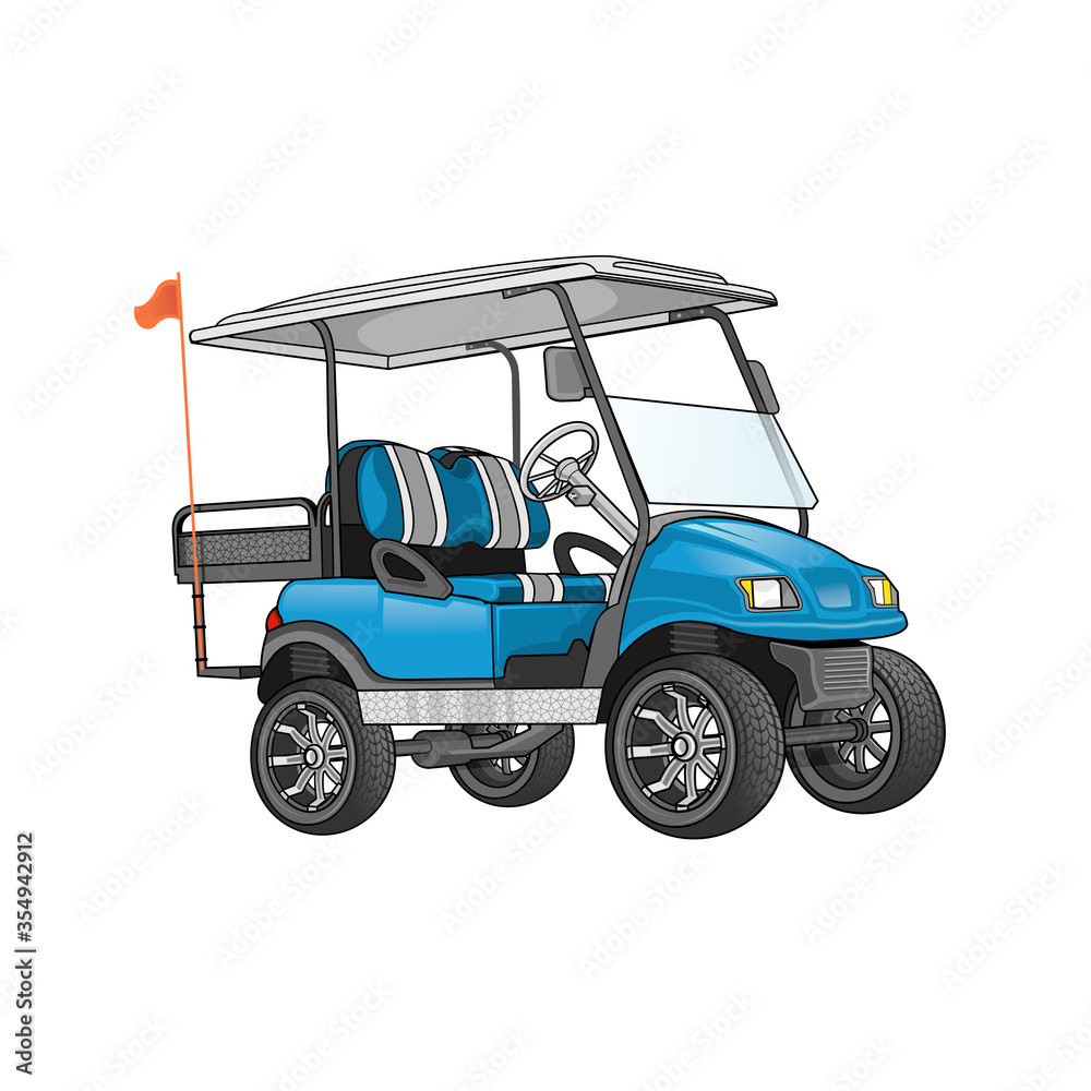 Golf Cart Blue Vector Illustration Logo Design.