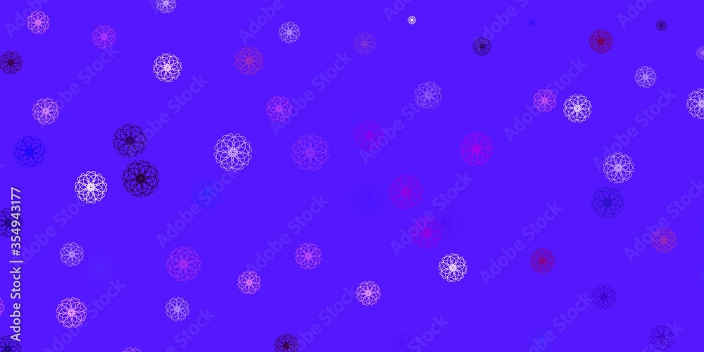 Light Purple vector doodle pattern with flowers. Light Purple vector doodle pattern with flowers.