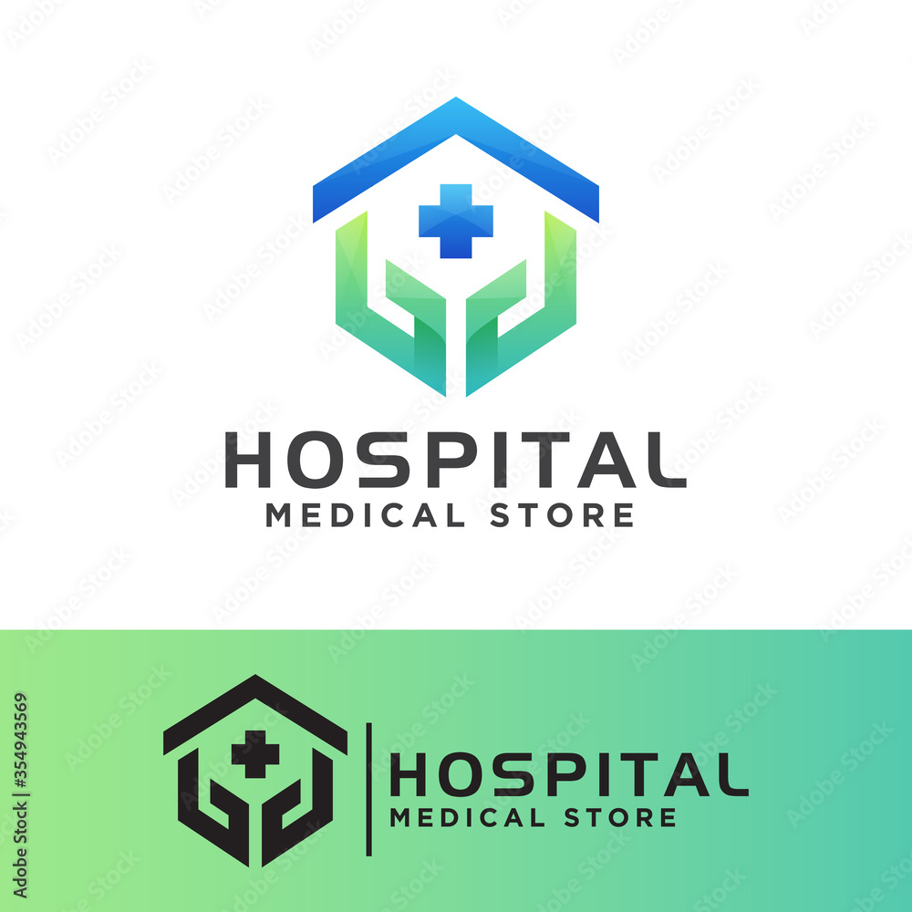 Obraz premium doctor surgeon logo, Hospital medical care or medical store logo design vector template
