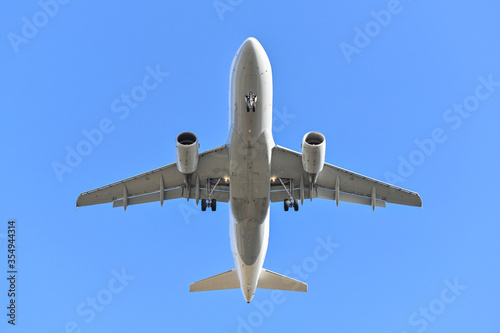 Passenger plane on landing approach