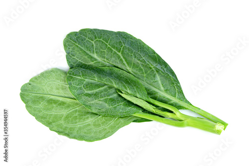 Chinese kale isolated on white background ,Green leaves of collards pattern