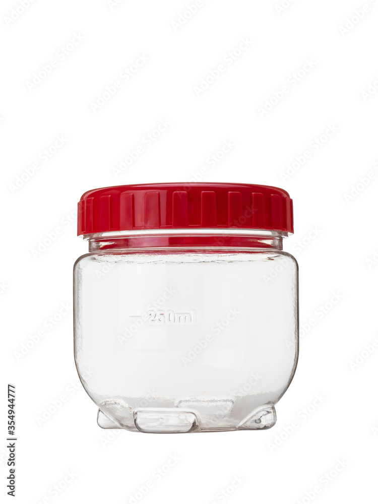 transparent plastic beverage jug with red lid transparent plastic beverage jug with red lid