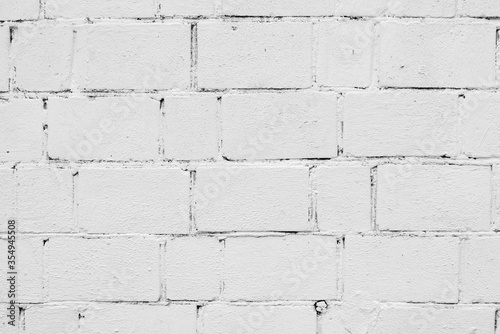 White brick wall. Texture of wall of house. Abstract white background.