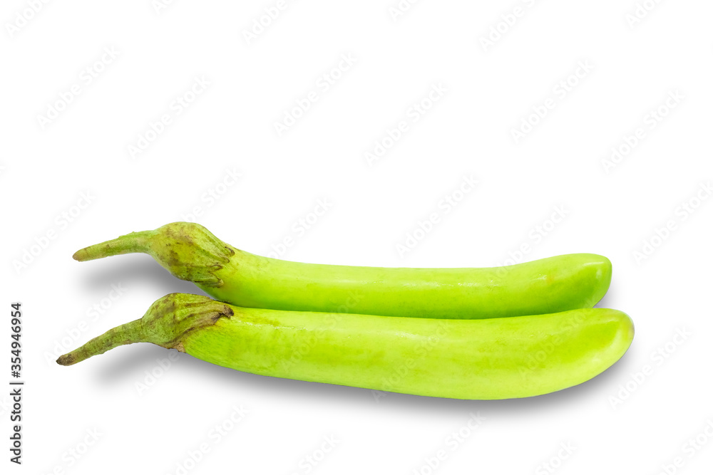 Long green eggplant isolated on white background. Long green eggplant isolated on white background.