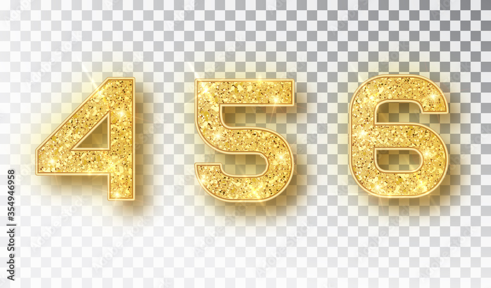 4,5,6 glitter typography design. Gold sparkling Numbers Design of greeting card of Happy new year design. Gold Shining Pattern. Vector illustration 4,5,6 glitter typography design. Gold sparkling Numbers Design of greeting card of Happy new year design. Gold Shining Pattern. Vector illustration