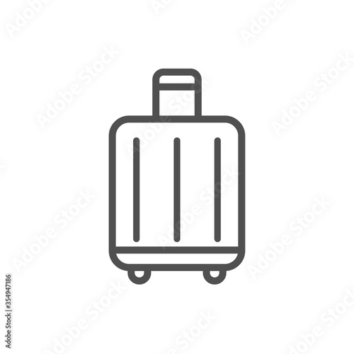Icon of suitcase. Airport baggage reclaim line icon. Airplane luggage sign. Flight checked bag symbol. Quality design element. Editable stroke. Linear style baggage reclaim icon.