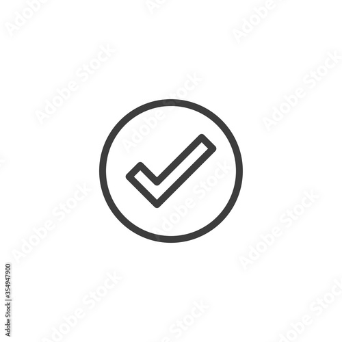 Approved circle icon on white background