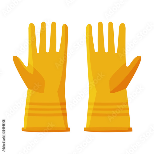 Pair of Orange Rubber Gloves, Garden Equipment Flat Style Vector Illustration on White Background