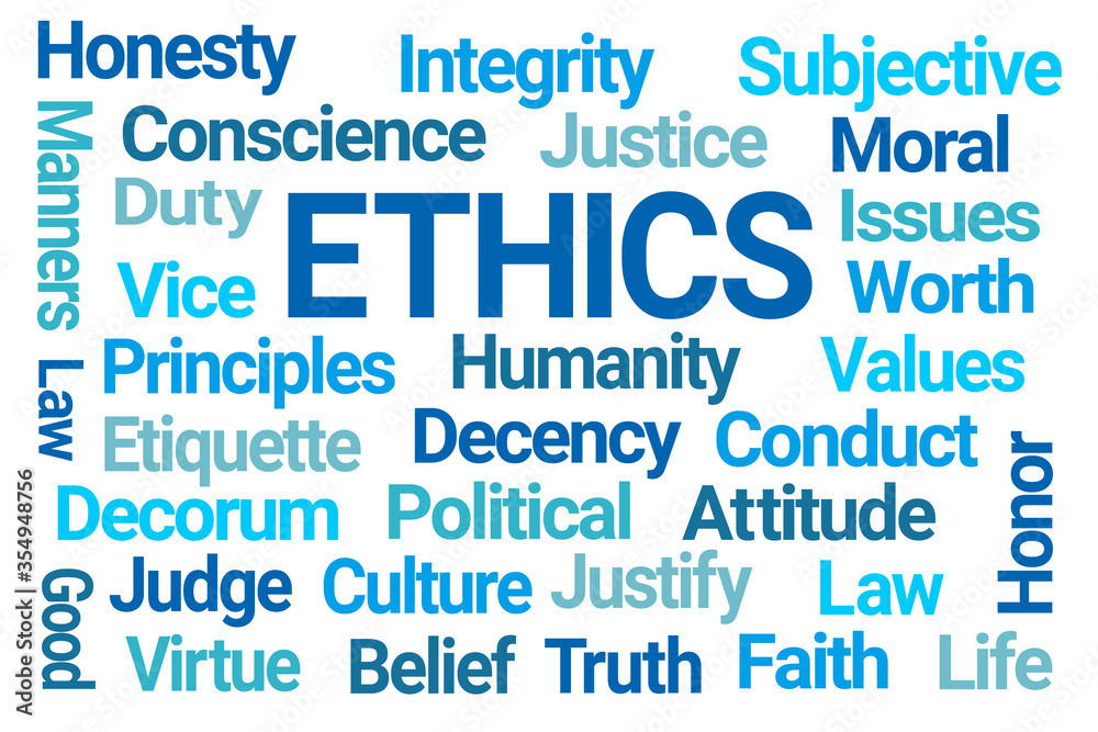 Ethics Word Cloud on White Background