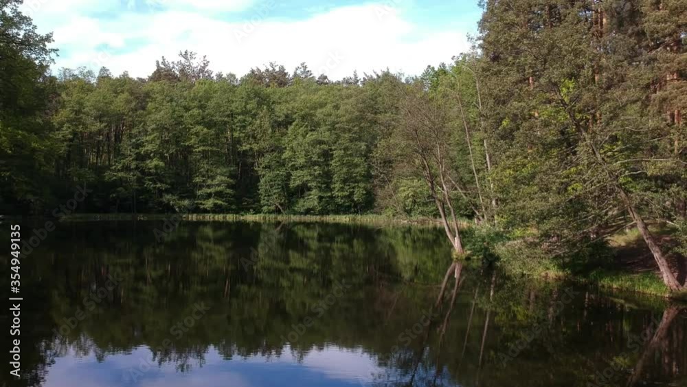 Forest lake in summer surrounded by coniferous green trees, a place to relax. Aerial photography. Forest lake in summer surrounded by coniferous green trees, a place to relax. Aerial photography.