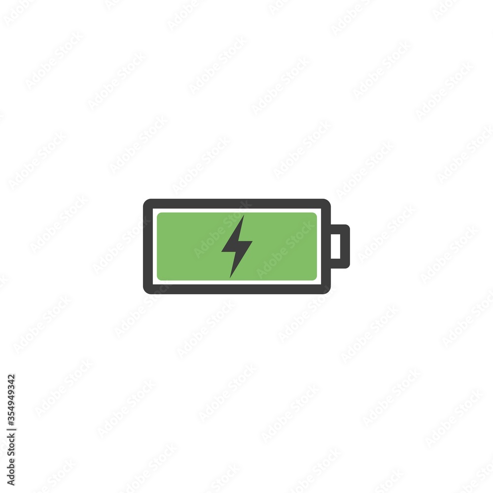 Battery charging icon on white background Battery charging icon on white background