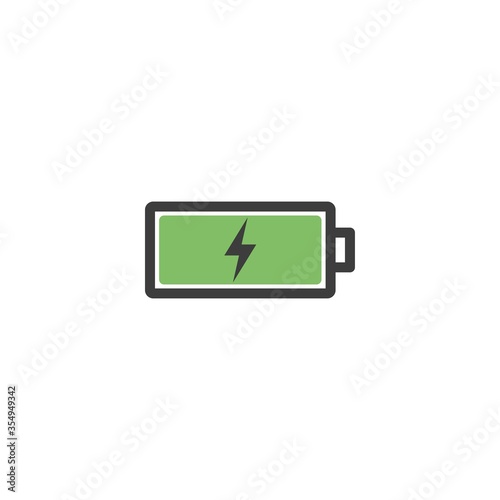 Battery charging icon on white background