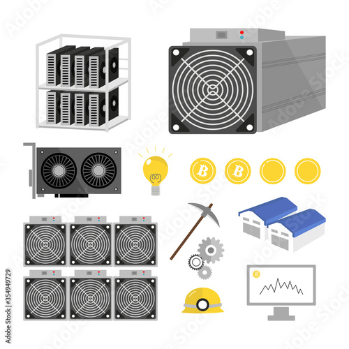 Cryptocurrency and mining vector icon illustration
