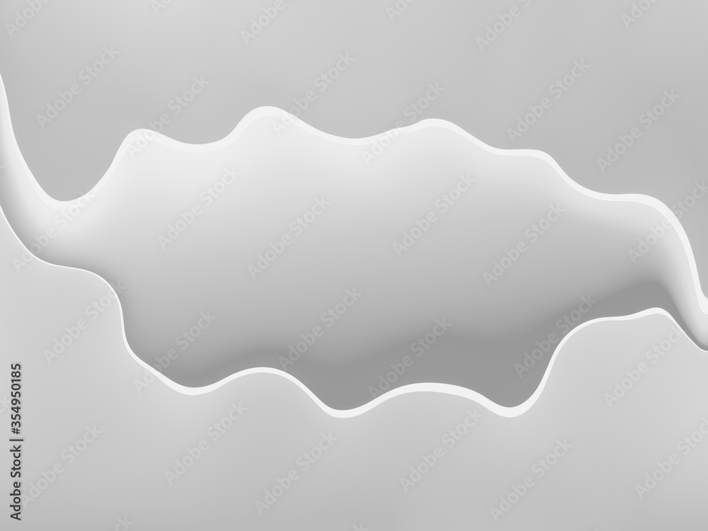 Abstract white background with 3D waves