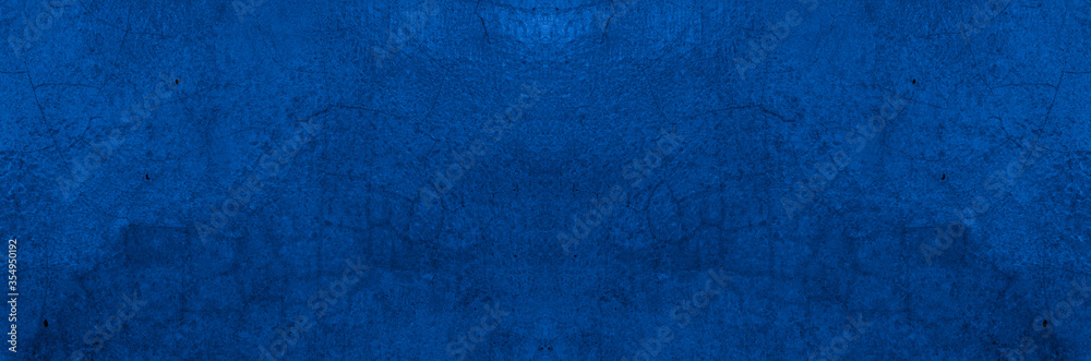 Old wall pattern texture cement blue dark abstract  blue color design are light with black gradient background.
