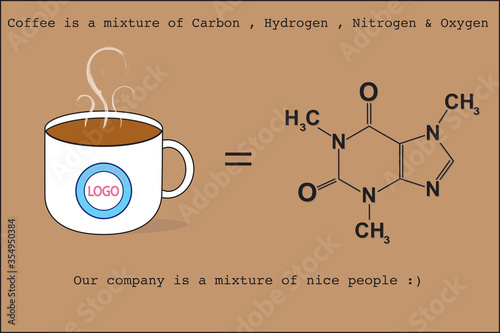 Coffee cup with chemical formula represent strong relationship between boss and subordinate in the organization