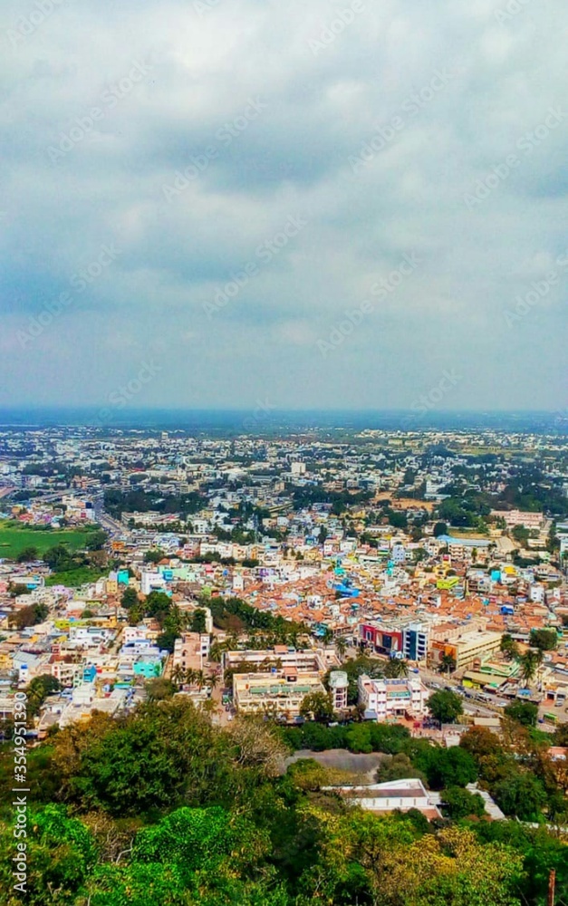 aerial view of the sky and city