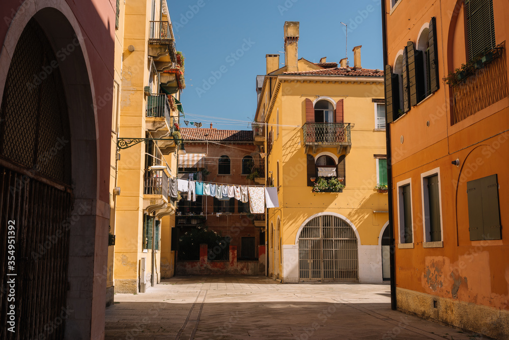 Fototapeta premium Empty streets of Cannaregio district in Venice, Italy.
