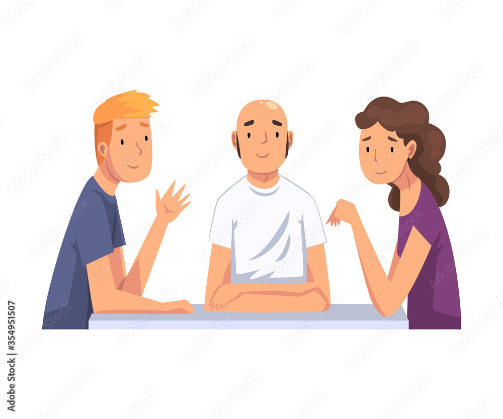 Group of Friends Sitting, Communicating and Looking at Us Set, Meeting of Friends Cartoon Vector Illustration Group of Friends Sitting, Communicating and Looking at Us Set, Meeting of Friends Cartoon Vector Illustration