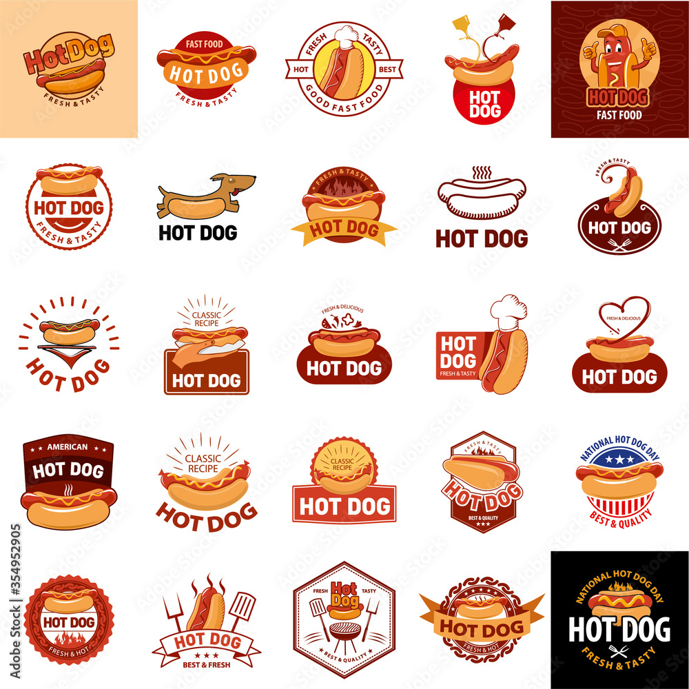 Set of American Hotdog Badges and logo templates