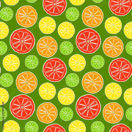 Seamless pattern with citrus fruits